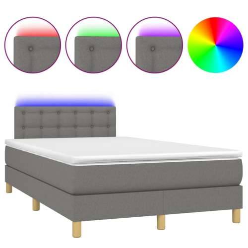 Krevet box spring s madracem LED tamnosivi 120 x 190 cm tkanina - Tamno siva 120 x 190 cm gumbi Cijena
