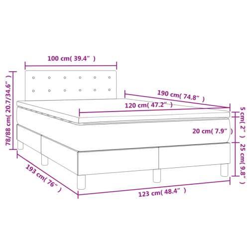 Krevet box spring s madracem LED tamnosivi 120 x 190 cm tkanina - Tamno siva 120 x 190 cm gumbi Cijena