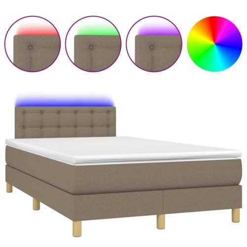 Krevet s oprugama i madracem LED smeđesivi 120x190cm od tkanine - Sivo-smeđa 120 x 190 cm gumbi Cijena