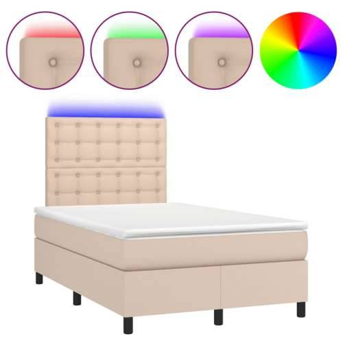 Krevet s oprugama i madracem LED 120x190 cm umjetna koža - Boja cappuccina 120 x 190 cm gumbi Cijena