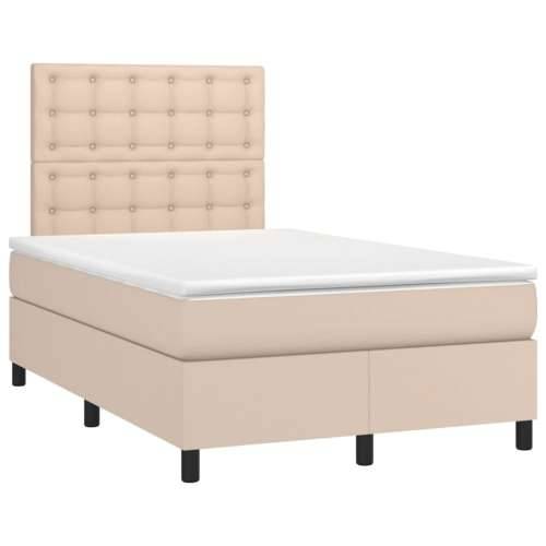 Krevet s oprugama i madracem LED 120x190 cm umjetna koža - Boja cappuccina 120 x 190 cm gumbi Cijena