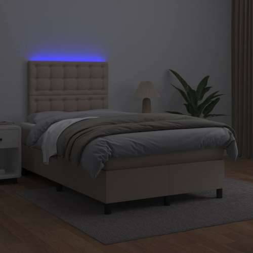 Krevet s oprugama i madracem LED 120x190 cm umjetna koža - Boja cappuccina 120 x 190 cm gumbi Cijena