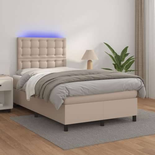 Krevet s oprugama i madracem LED 120x190 cm umjetna koža - Boja cappuccina 120 x 190 cm gumbi Cijena