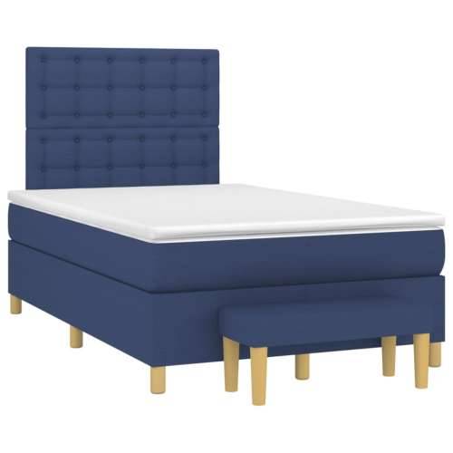 Krevet s oprugama i madracem plavi 120 x 190 cm od tkanine - Plava 120 x 190 cm gumbi Cijena