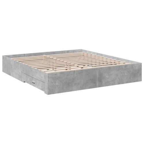 Okvir kreveta s ladicama siva boja betona 200x200 cm drveni - Beton siva 200 x 200 cm Cijena
