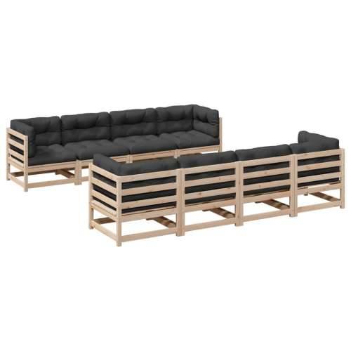 Vrtna garnitura - 9-dijelni set vrtnih sofa s jastucima od masivne borovine - Prirodna boja bora Da 1 Cijena