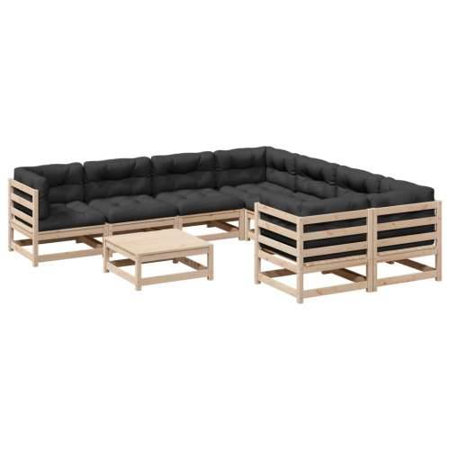 Vrtna garnitura - 9-dijelni set vrtnih sofa s jastucima od masivne borovine - Prirodna boja bora s jastučićem 1 Cijena