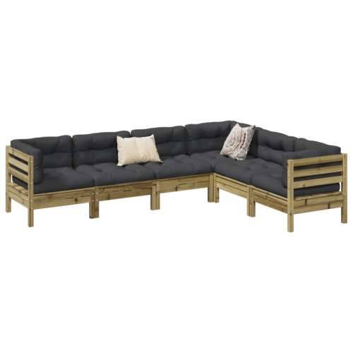 Vrtna garnitura - 6-dijelni set vrtnih sofa od impregnirane borovine s jastucima - Prirodno impregnirano 1 Cijena