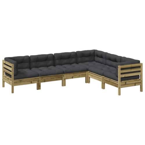 Vrtna garnitura - 6-dijelni set vrtnih sofa od impregnirane borovine s jastucima - Prirodno impregnirano 1 Cijena