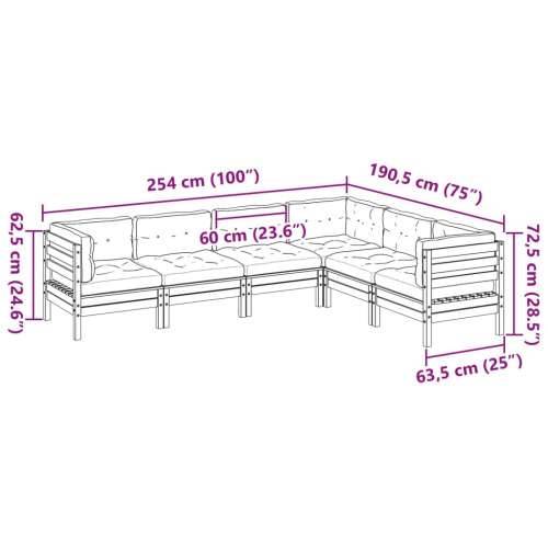 Vrtna garnitura - 6-dijelni set vrtnih sofa od impregnirane borovine s jastucima - Prirodno impregnirano 1 Cijena