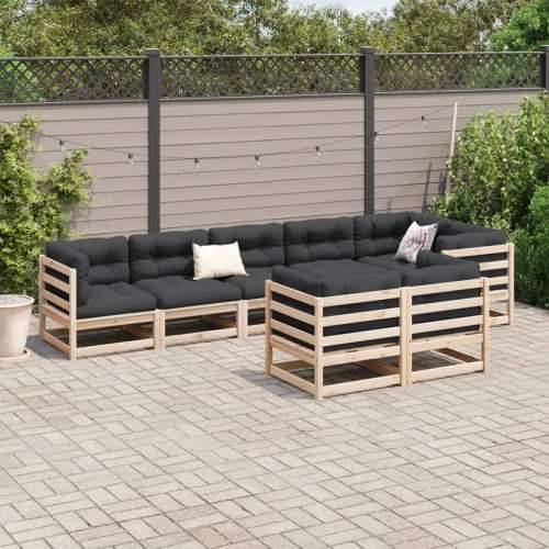 Vrtna garnitura - 8-dijelni set vrtnih sofa s jastucima od masivne borovine - Prirodna boja bora Da 1 Cijena