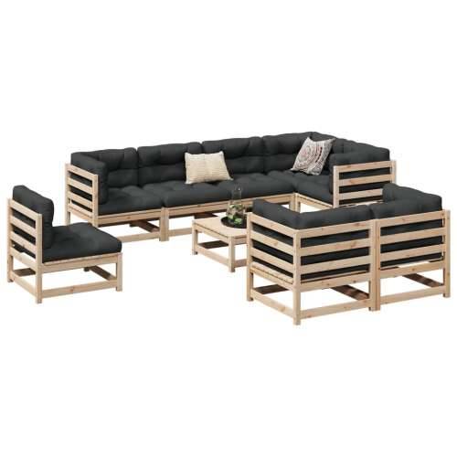 Vrtna garnitura - 9-dijelni set vrtnih sofa s jastucima od masivne borovine - Prirodna boja bora s jastučićem 1 Cijena