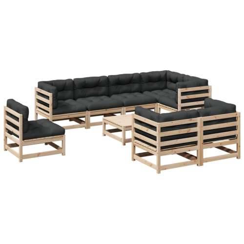 Vrtna garnitura - 9-dijelni set vrtnih sofa s jastucima od masivne borovine - Prirodna boja bora s jastučićem 1 Cijena