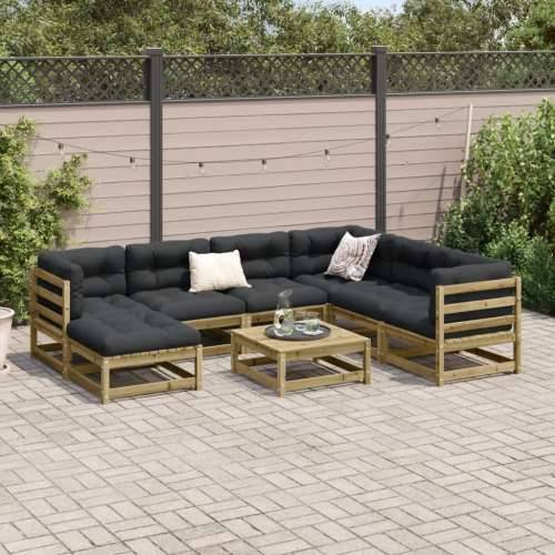 Vrtna garnitura - 8-dijelni set vrtnih sofa s jastucima od impregnirane borovine - Prirodno impregnirano s jastučićem 1 Cijena