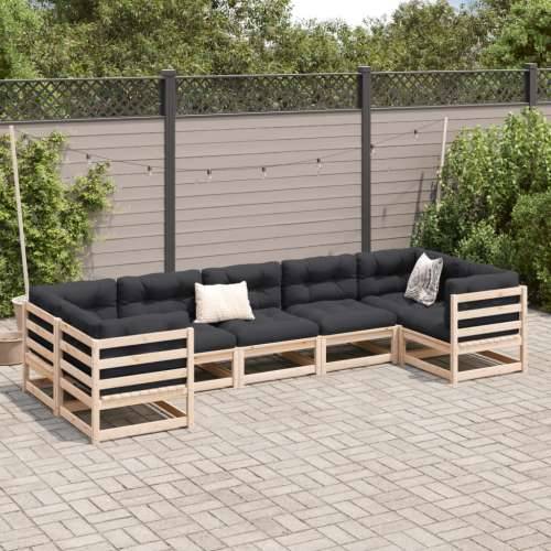Vrtna garnitura - 7-dijelni set vrtnih sofa od masivne borovine - Prirodna boja bora bez jastuka 1 Cijena