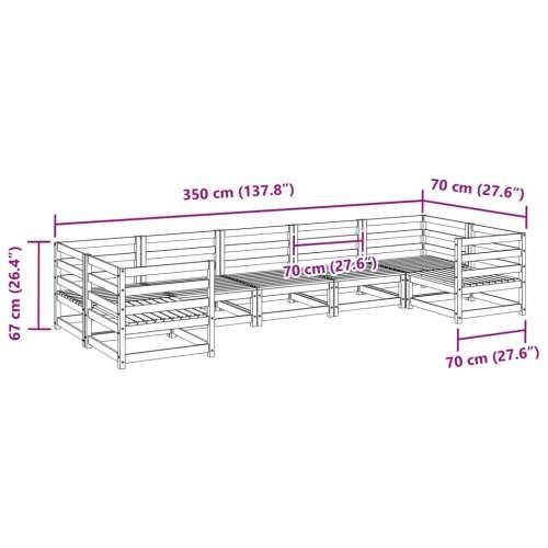 Vrtna garnitura - 7-dijelni set vrtnih sofa od masivne borovine - Prirodna boja bora bez jastuka 1 Cijena