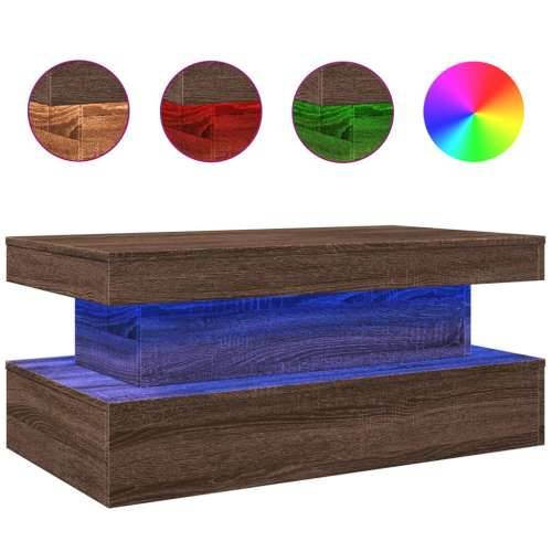 Stolić za kavu s LED svjetlima smeđa boja hrasta 90x50x40 cm - Smeđi hrast 1 90 cm Cijena
