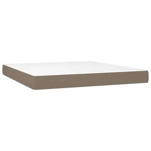 Krevet box spring s madracem LED smeđesivi 160x200 cm tkanina - Sivo-smeđa 160 x 200 cm vodoravne pruge Cijena