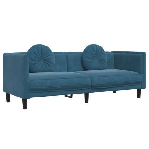 3-dijelni set sofa s jastucima plavi baršunasti - Plava 1-sjedalo + dvosjed + trosjed Cijena