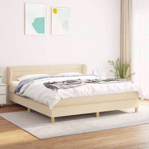 Krevet s oprugama i madracem krem 180x200 cm od tkanine - Krema 180 x 200 cm vodoravne pruge Cijena