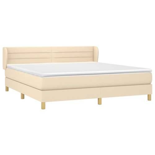 Krevet s oprugama i madracem krem 180x200 cm od tkanine - Krema 180 x 200 cm vodoravne pruge Cijena
