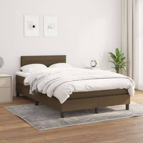 Krevet box spring s madracem tamnosmeđi 120 x 190 cm od tkanine - Tamno smeđa 120 x 190 cm vodoravne pruge Cijena