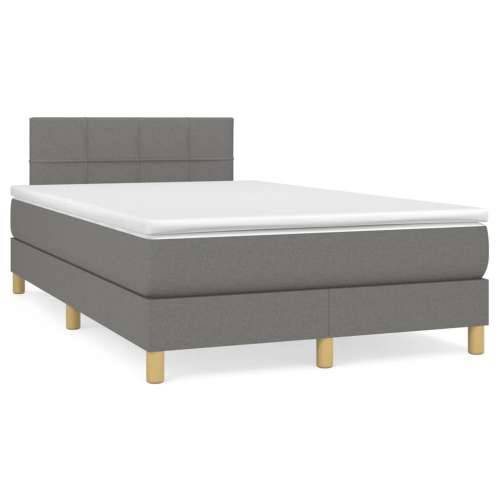 Krevet box spring s madracem tamnosivi 120 x 190 cm tkanina - Tamno siva 120 x 190 cm Blok s kvadratima Cijena