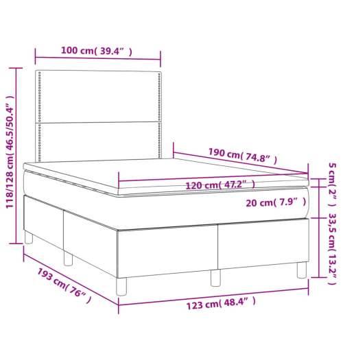 Krevet s oprugama i madracem plavi 120 x 190 cm od tkanine - Plava 120 x 190 cm Obično s čavlima Cijena