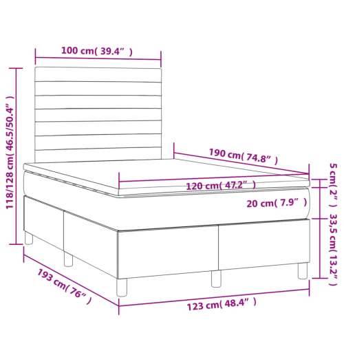 Krevet s oprugama i madracem plavi 120 x 190 cm od tkanine - Plava 120 x 190 cm vodoravne pruge Cijena