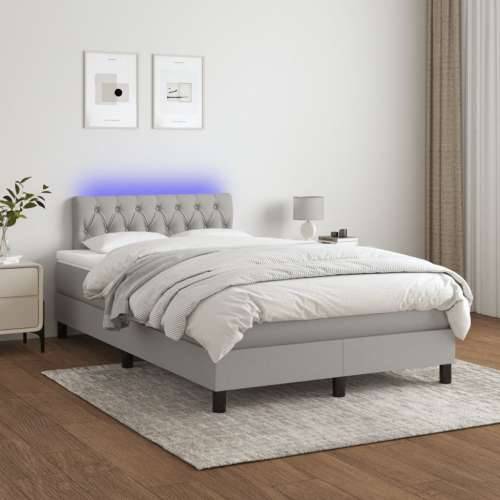 Krevet s oprugama i madracem LED svjetlosivi 120x190 cm tkanina - Svjetlosiva 120 x 190 cm Dizajn s gumbima Cijena