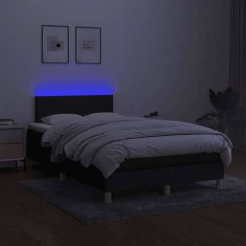 Krevet box spring s madracem LED crni 120 x 190 cm od tkanine - Crna 120 x 190 cm Gladak dizajn Cijena