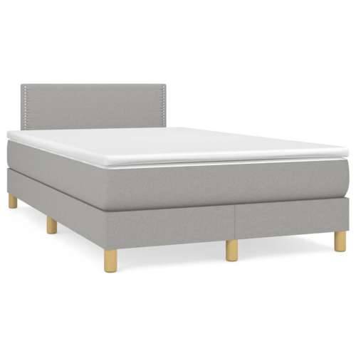 Krevet s oprugama i madracem LED svjetlosivi 120x190 cm tkanina - Svjetlosiva 120 x 190 cm Obično s čavlima Cijena