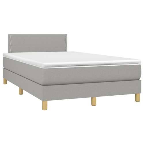 Krevet s oprugama i madracem LED svjetlosivi 120x190 cm tkanina - Svjetlosiva 120 x 190 cm Obično s čavlima Cijena