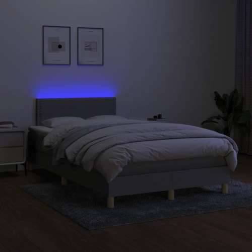 Krevet s oprugama i madracem LED svjetlosivi 120x190 cm tkanina - Svjetlosiva 120 x 190 cm Obično s čavlima Cijena