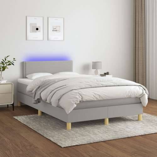 Krevet s oprugama i madracem LED svjetlosivi 120x190 cm tkanina - Svjetlosiva 120 x 190 cm Obično s čavlima Cijena