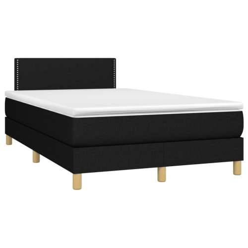 Krevet box spring s madracem LED crni 120 x 190 cm od tkanine - Crna 120 x 190 cm Obično s čavlima Cijena