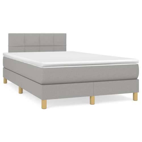 Krevet s oprugama i madracem LED svjetlosivi 120x190 cm tkanina - Svjetlosiva 120 x 190 cm Blok s kvadratima Cijena