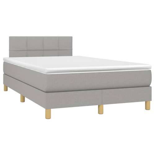 Krevet s oprugama i madracem LED svjetlosivi 120x190 cm tkanina - Svjetlosiva 120 x 190 cm Blok s kvadratima Cijena