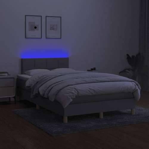 Krevet s oprugama i madracem LED svjetlosivi 120x190 cm tkanina - Svjetlosiva 120 x 190 cm Blok s kvadratima Cijena