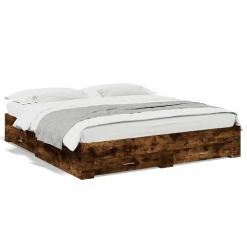 Okvir kreveta s ladicama boja hrasta 200x200 cm - Dimljeni hrast 200 x 200 cm Cijena