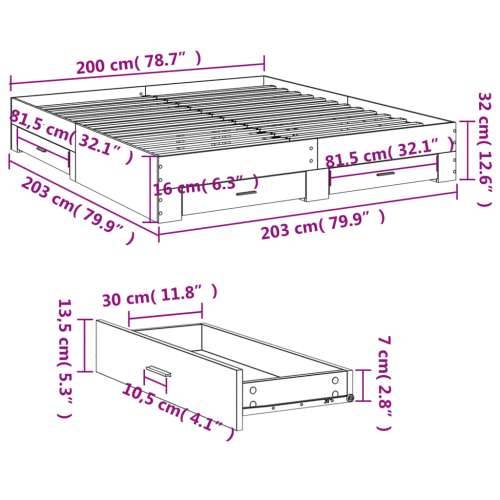 Okvir kreveta s ladicama boja hrasta 200x200 cm - Dimljeni hrast 200 x 200 cm Cijena