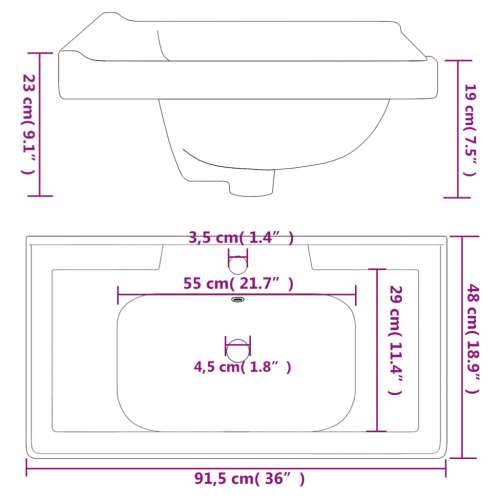 Kupaonski Lavabo - Umivaonik bijeli 91,5x48x23 cm pravokutni keramički - 91.5 x 48 x 23 cm Cijena