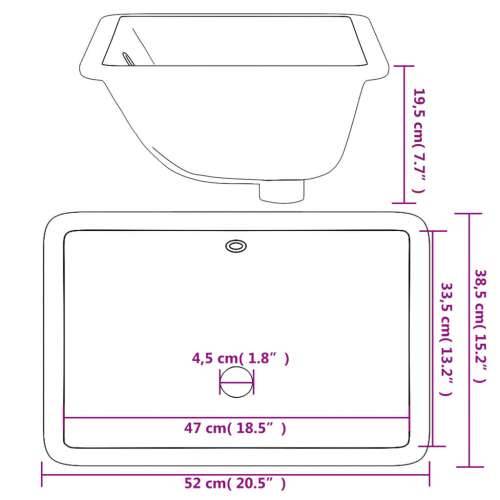 Kupaonski Lavabo - Umivaonik bijeli 52x38,5x19,5 cm pravokutni keramički - 52 x 38.5 x 19.5 cm Cijena