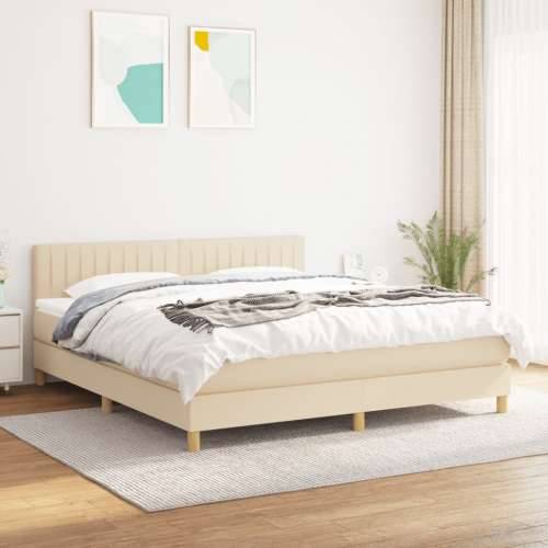 Krevet s oprugama i madracem krem 180x200 cm od tkanine - Krema 180 x 200 cm Okomite pruge Cijena