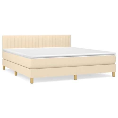 Krevet s oprugama i madracem krem 180x200 cm od tkanine - Krema 180 x 200 cm Okomite pruge Cijena