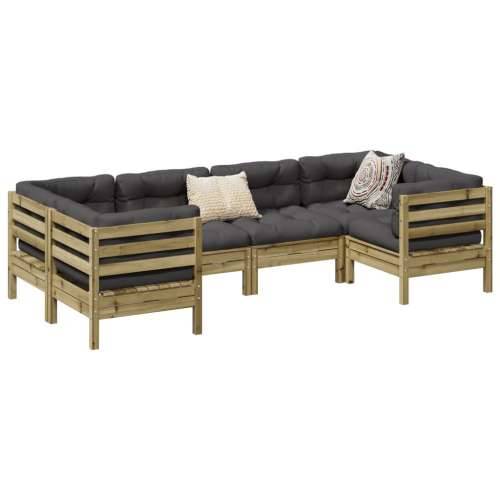 Vrtna garnitura - 6-dijelni set vrtnih sofa od impregnirane borovine s jastucima - Prirodno impregnirano 1 Cijena