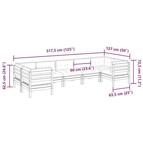 Vrtna garnitura - 7-dijelni set vrtnih sofa od impregnirane borovine s jastucima - Prirodno impregnirano 1 Cijena