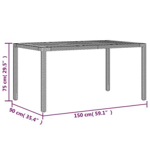 Vrtni stol s pločom od drva bagrema crni 150x90x75cm poliratana - Crna 150 cm 1 Cijena