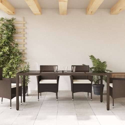 Vrtni stol sa staklenom pločom smeđi 190x90x75 cm od poliratana - Smeđa 1 Cijena