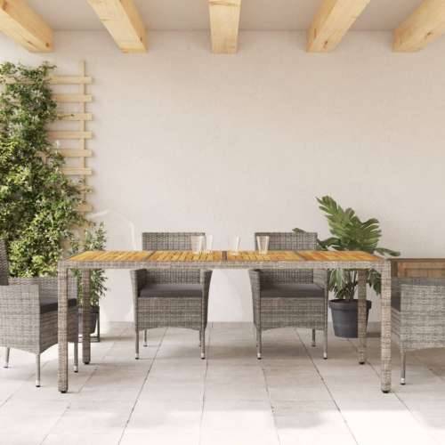 Vrtni stol s pločom od drva bagrema sivi 190x90x75cm poliratana - Siva 1 Cijena